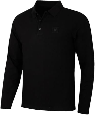 Lyle & Scott Mens Supima Long Sleeve Cotton Polo Shirt - Jet Black - L