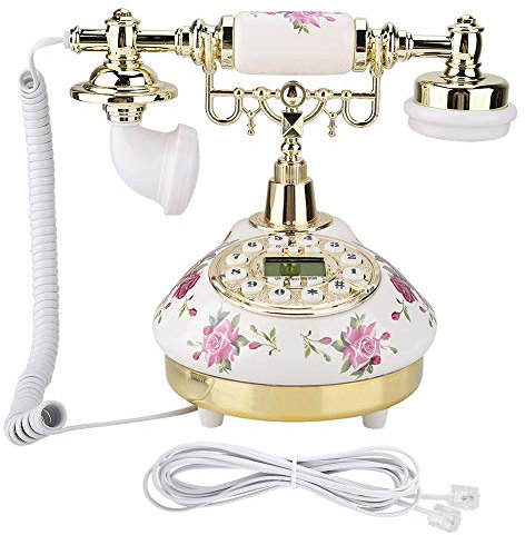Retro-Telefon, MS-9101 Keramik FSK DTMF Multifunktions-Antik-Festnetz, Schnurgebundene Alte Mode 60er Jahre Klassisches Europäisches Vintage-Haustelefon, Freisprecheinrichtung, Hintergrundbeleuchtung,