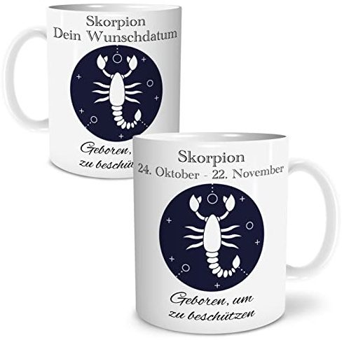 OWLBOOK® Personalisierte Geschenke Tasse Personalisiert Sternzeichen Skorpion Tasse mit Spruch Sternzeichen Geschenke Skorpion zum Geburtstag Weihnachten Keramik 300 ml