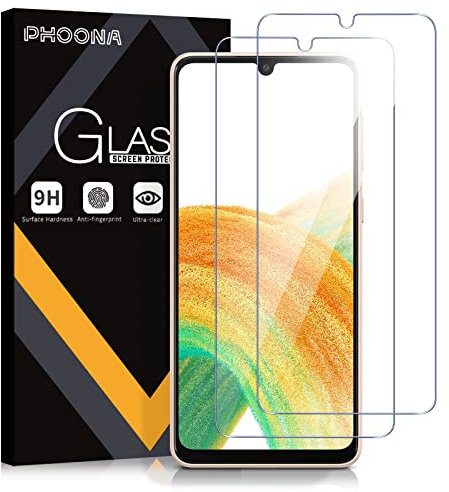 Phoona 2 Pièces Verre Trempé pour Samsung Galaxy A33 5G/A22 4G/M32 4G,Film Protection écran pour samsung a33 5g,Anti Rayures, Dureté 9H Glass, Sans Bulles d'air, Ultra Transparent