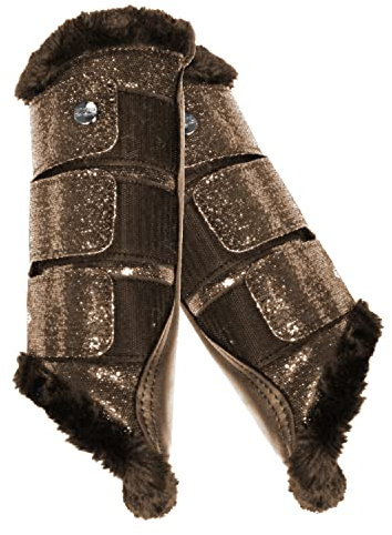 Merkanta EQuest ® Soft Gamasche Premium | Beinschutz Pferd | optimaler Sitz | Pony - Warmblut | stabil | 2er Set (XL Warmblut/Full extra, Glitzer Mokka)
