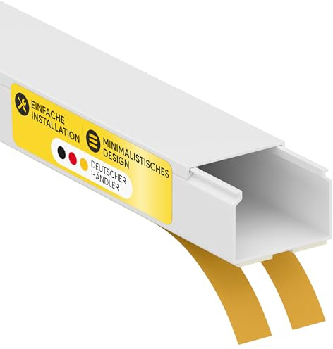Kabelkanal aus hochwertigem PVC weiß Selbstklebend 2m - 1 Stück - 30x20mm