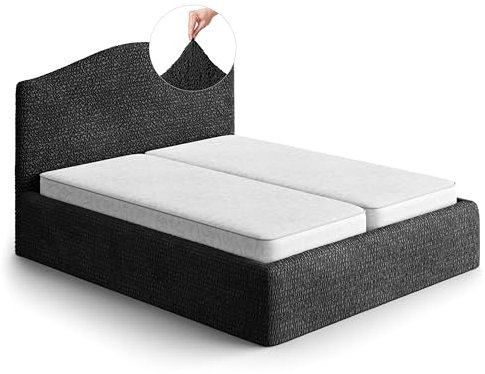 PAULATO Husse für Doppelbett über das Kopfteil und Grundgestell rüberziehen, Husse für Boxspringbetten 130-180cm Mikrofaser, bi-elastisches, kratzfestes und maschinenwaschbares Gewebe Made in Italy