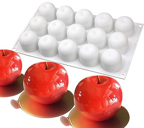 Silicone Mold Baking Pan Non-Stick Baking Pastry Chocolate Cake Dessert DIY Decoration Tools (Apple S_11.8x6.8x0.14 inch)