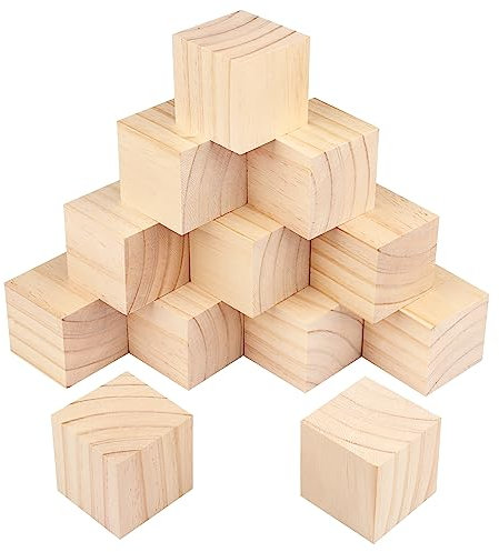 12 Packungen Holzblöcke zum Basteln, 8,9 cm Kiefernholzwürfel, Holzwürfel zum Bemalen, Stempeln, Dekorieren, DIY-Projekte und personalisierte Geschenke, von GNIEMCKIN.