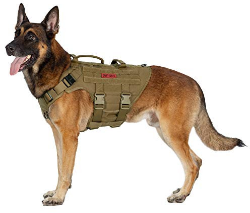 OneTigris Hundegeschirr, X Destroyer Taktisches Einstellbar Antizuggeschirr Ausbruchsicheres Geschirr mit 3 Griffe 2 Metallschnallen Sicherheitsgeschirr (Braun XL)