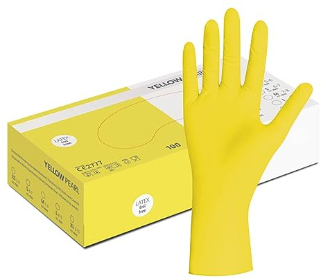 Herrmann Gelbe Nitrilhandschuhe | L - 100 Stück/Box - Gelb | Einweghandschuhe, puderfreie & latexfreie Einmalhandschuhe, Handschuhe in Gr. XS, S, M, L, XL & XXL verfügbar (L) (S)