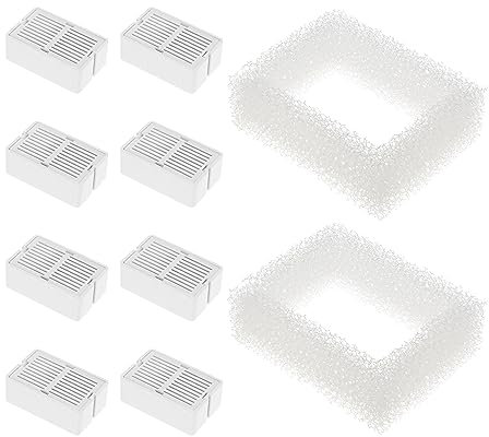 Filtro de fuente de agua para mascotas compatible con fuente de agua Vakdon Cat incluye 8 filtros de carbón activado y 2 filtros de espuma, filtro dispensador de agua para mascotas