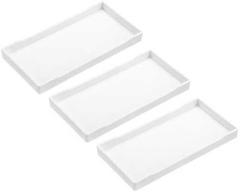 sourcing map 3 Stück Serviertablett Klein Weiß Mini Tablett 4x8 Holz | Kunststoff Rechteckige Serviertabletts Dekoratives Ottoman Tablett für Frühstück Küche Badezimmer