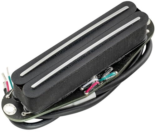Musiclily Pro ST-DPLC Keramik Rail Blade Humbucker Tonabnehmer im Single Coil Format Pickup 6,2K für Strat Style E-Gitarre, Schwarz Korpus Chrom Rail