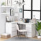 vidaXL Corner Desk - White Engineered Wood, Modern Scandinavian Style with Drawers and Shelves for Office and Living Room, Easy Assembly