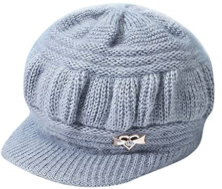 liaddkv Women's Winter Warm Knitted Hat Wool Snow Ski Hat with Visor Helmet Cover, gray, One Size Fits All