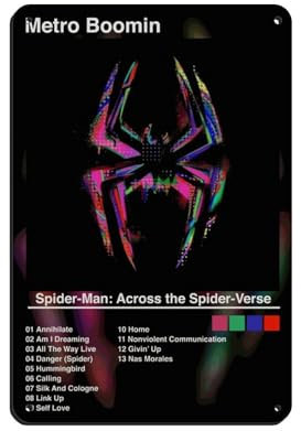 Metro Boomin Poster Spider Man Across The Spider Verse Album Poster Retro Poster Metall Blechschild Chic Art Retro Eisen Malerei Bar Menschen Höhle Cafe Familie Garage Poster Wanddekoration 20 x 30 cm