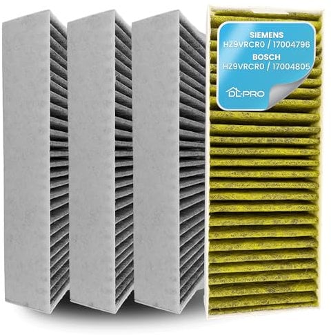 DL-pro Activated Carbon Filter for Bosch, Siemens, Neff, Gaggenau, Constructa - 4-Piece Clean Air Odour Filter Set for Recirculation Operation