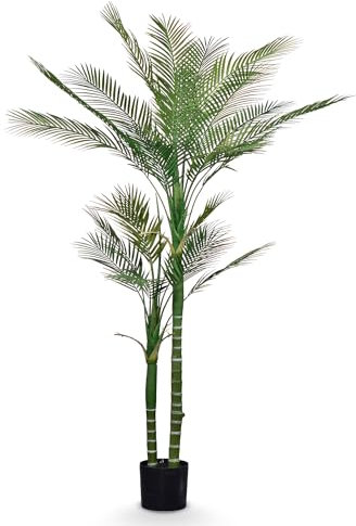 Leflos 165cm Palmier Phoenix Artificiel, Palmier Areca Uniquement pour l'intérieur avec 2 Troncs Amovibles et 24 Feuilles de Palmier réglables, 1-pièce
