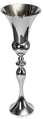 Begoniape Bodenvase Groß Blumenvase Metall Pokalvase Modern Dekovase Blumenarrangement Vase Tischvase für Hochzeit & Verlobung 74cm Silber