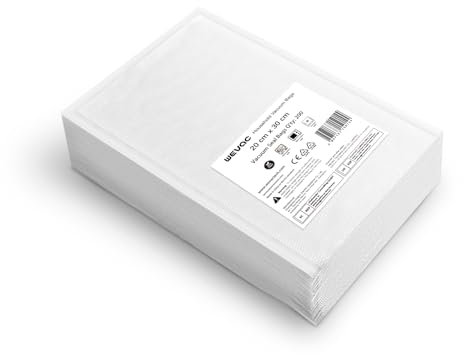 Wevac Lite 200 Count Vac Pack Bags 20x30cm, Vacuum Sealer Bags for Food Saver, Seal a Meal. Commercial Grade, BPA Free, Heavy Duty, Pre-Cut Embossed Bags Great for Meal Prep and Sous Vide Cooking