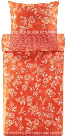 Bassetti CHIAIA Bettwäsche + 2 Kissenhüllen aus 100% Baumwollsatin in der Farbe Tangerine R1, Maße: 200x200 + 2 K 80x80 cm - 9327417