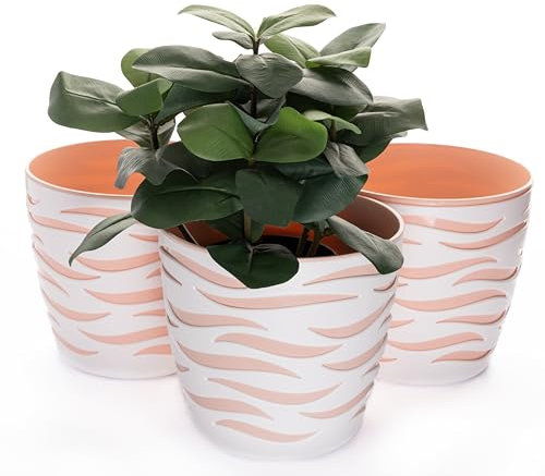 Home Garden Ornaments Plant Pots Indoor, Indoor Plant Pot, Duo Set of 3 Flower Pots Mix and Match (Basket + Insert) (Diameter: 14cm, Pink and White)
