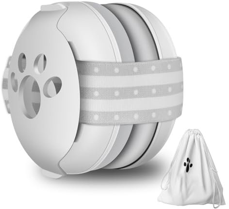Protection auditive pour bébés jusqu'à 36 mois – 25 dB – Casque anti-bruit pour bébé empêche les dommages auditifs et améliore le sommeil en déplacement – Bandeau réglable, Blanc., Taille unique
