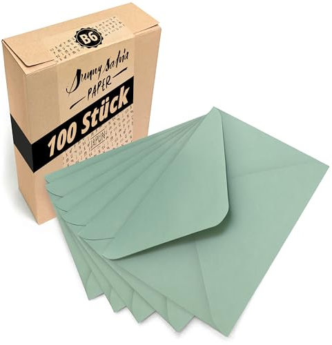 Japun – Briefumschläge (100 Stück) aus Papier, Kuvert, Umschlag ohne Fenster - DIN B6-175 x 125 mm - grün