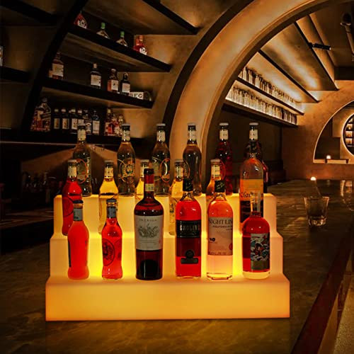 3-Stufen-Likörflaschen-Display-Regal LED-beleuchtete Weinregale mit Fernbedienung Buntes dimmbares beleuchtetes Flaschenregal Home-Bar-Getränkeregale