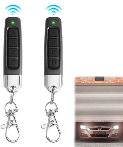 2Pcs Universal Garage Door Remote Control 433MHz Copy Remote Opener Wireless Cloning Key Fob Black 4 in 1 Universal Remote for Electric Gates Alarm Systems, Roller Shutters Home Automation
