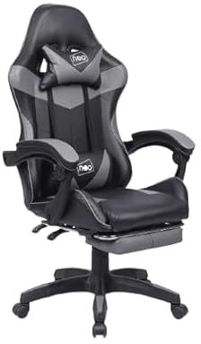 SEDIA DA GAMING, PELLE SINTETICA, CON ROTELLE CUSCINO SUPPORTO POGGIATESTA E POGGIAPIEDI COD BOC-734 (NERA)