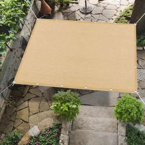 Sonnensegel Sonnenschutz 320 x 520 cm, 98% UV Schutz, Reißfest Wetterfest, Schattiernetz Sonnenschutz Netz, Sun Segel Sonnensegel, für Balkon Garten, Sandgelb