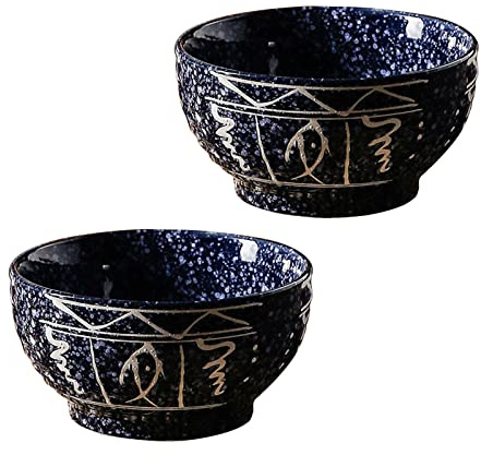 Schüssel, Ramen-Schüssel, Salatschüssel, 2er-Set Suppenschüsseln aus Keramik, blaue Ramen-Schüssel, Nudel-Reisschüssel, für asiatische Nudeln von Udon Soba Pho, mikrowellen- und ofenfest, 17,8 cm