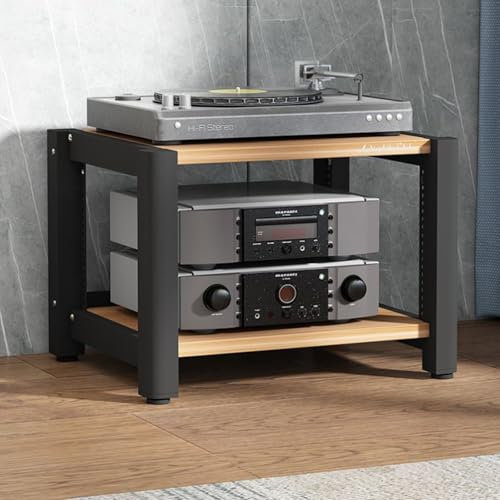 Mueble Equipo Hifi Soporte Moderno Para Medios De Audio Y Vídeo Con 2 3 4 5 Estantes De Altura Ajustable, Gabinete De Componentes Con Soporte Para Tocadiscos Negro Para La Cafetería Del Hotel(2 Tier)