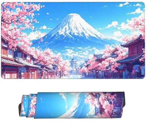 Gaming Mauspad, Mauspad XXL 900 x 400 x 3 mm Mousepad Fuji Mauspad Gaming Zubehör mit Anti Rutsch Basis Mouse Pad Wasserdicht und Langlebig für Maus und Tastatur, Home Dekoration, Gaming Zubehör m-299