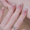 30Pcs Cat Eye False Nails, Pink Gradient French Tip Press on Nails, Short Square Fake Nails, Glitter Glue on Nail with Glue Stickers, Full Cover Artificial Stick on Nail for Women and Girls Nail Art
