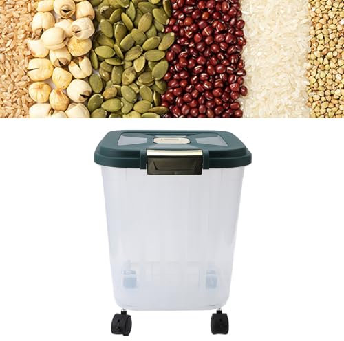 Large Rice Storage Container with Rolling Wheels Airtight Food Storage Bin for Flour Corn and Grains