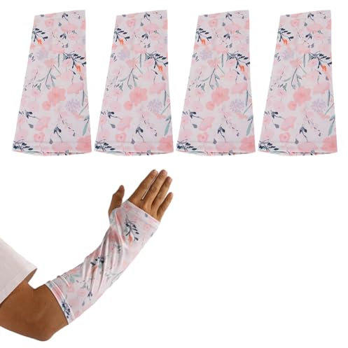 Paquete de 4 fundas elásticas cortas para brazo, fundas protectoras para brazo, decoración para brazo, baño, ducha, fundas lavables de 11 pulgadas de largo x 9-11 pulgadas de circunferencia (florete)