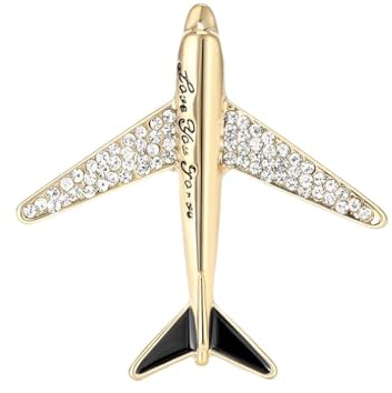 Niedliche Flugzeug-Brosche für Damen, Böhmische Luftfahrt Flugzeug Brosche Anstecknadel für Frauen Hut Tasche Anzug Kleid Zubehör Schmuck (Gold)