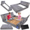 MODO24 Sandkasten mit Deckel und Sitzbänken, Holzsandkasten, Gartenspielzeug für Kinder, Sandkasten für Garten, Outdoor Sandkasten mit Bänken, Abmessungen 140x137 cm, Farbe: Grau (imprägniert)