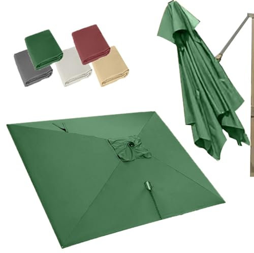QSPNVFB 3X4 M Ombrellone Decentrato Telo Di Ricambio 8 Stecche Rettangolare Baldacchino Per Ombrellone A Sbalzo, Copertura Di Ricambio Per Ombrellone(Dark green)