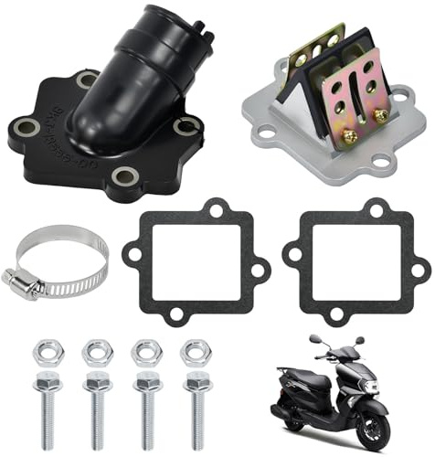 FuxFuis Membranblock Aluminium und Gummi Membranblock Ansaugstutzen Set, Membranblock + Ansaugstutzen + Dichtungen + Klemme + Schraube, Kompatibel mit Yamaha Aerox Nitro Aprilia SR50 Motorrädern