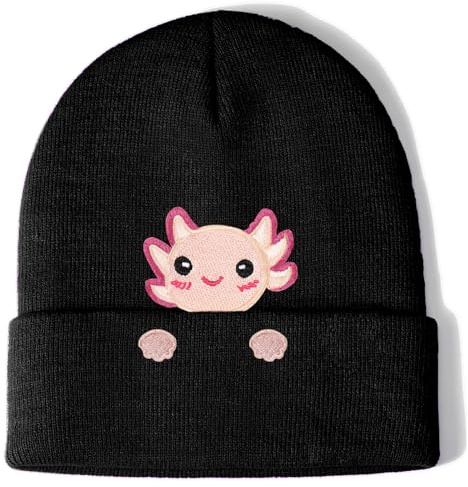 Aretas Axolot Mütze Beanie Hut Haube Geschenk für Mädchen Frauen Damen Süße Lustige Niedlich Axolot Sachen Deko Gestrickter Hut mit Stickerei Geburtstag Weihnachten Geschenk