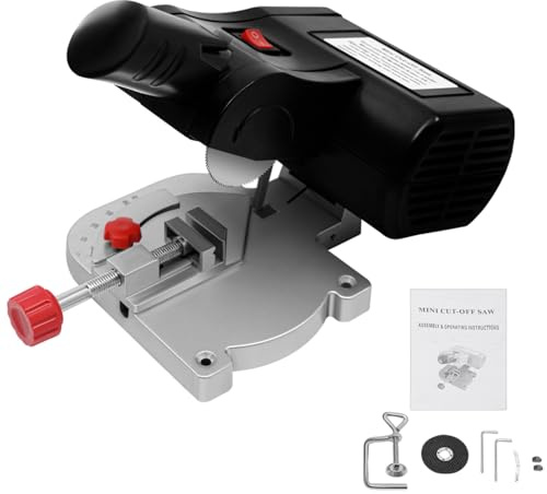 DAOHHFO Mini Gehrungssäge, 90W Kappsäge Stahl Sägeblatt Kreissäge 6000RPM, 0–45°Kappsäge Tischsäge für Schneiden von Metall Holz Kunststoff