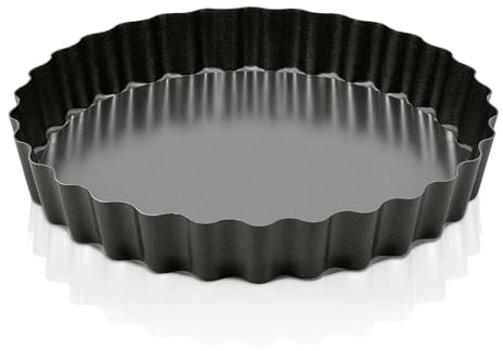 Zyliss Antihaft Tarteform mit Hebeboden 25 cm, Wellenrand für Tarte, Quiche | Runde Backform aus Karbonstahl mit ILAG Antihaftbeschichtet, Quicheform, Tortenboden, Leicht zu Reinigen, 25 x 4 cm