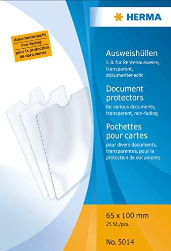 HERMA Rentenausweis-Hülle, Transparent, Polypropylen, 65 x 100 mm, Dokumentenhülle, Ausweishülle