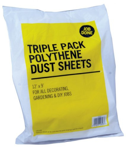 Triple Pack Polythene Dust Sheets 12' x 9' - for All Decorating, Gardening & DIY Jobs