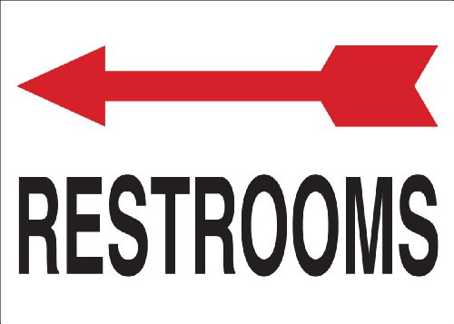 Brady 47551 Kunststoff-Schild, 25,4 x 35,6 cm, Legende, Restrooms (W/linker Pfeil)