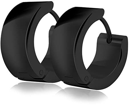 Soul-Cats 1 Paar Creolen aus Edelstahl in schwarz, Ø 16mm / 7mm breit