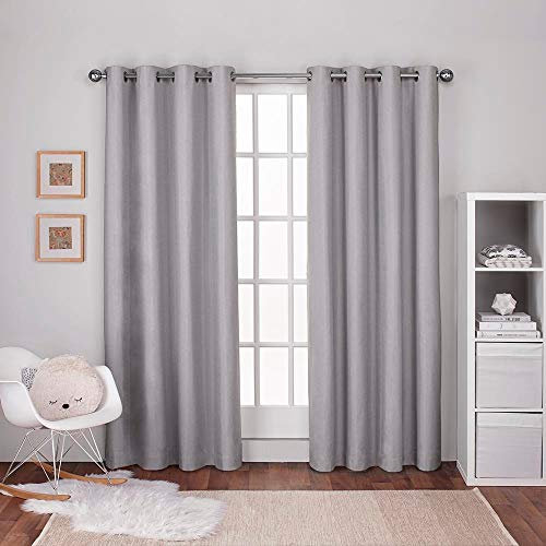 Exclusive Home Curtains Thermo-Fenstervorhang, strukturiert, Leinen, mit Ösen, 137 x 238 cm, Taubengrau, 2 Stück