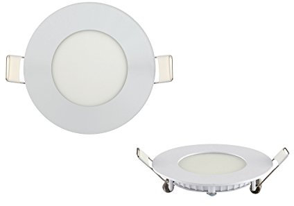 3w Mini Slim LED Panel weisser Rahmen Unterputz Lichtpanel Einbauleuchte Einbaulampe Deckenleuchte Deckenlampe Lampe Rund Ø 90mm Neutralweiss inkl. Trafo