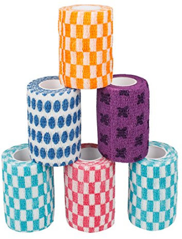 Andux Zone 6 Rollen Haftbandage Verband elastische Selbsthaftende cohesive Bandage Elastischer Fixierverband Karikatur Bandagen ZZTXBD-02 Farbe Random Zufallsmuster (7.5cm*4.5m)