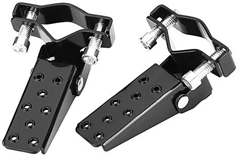 Qiilu Repose Pied Arriere Moto, 1 paire Repose-pied de moto Noir élégant métal moto cadre repose-pieds pédales universel compatible avec la plupart des motos(gauche et droite)